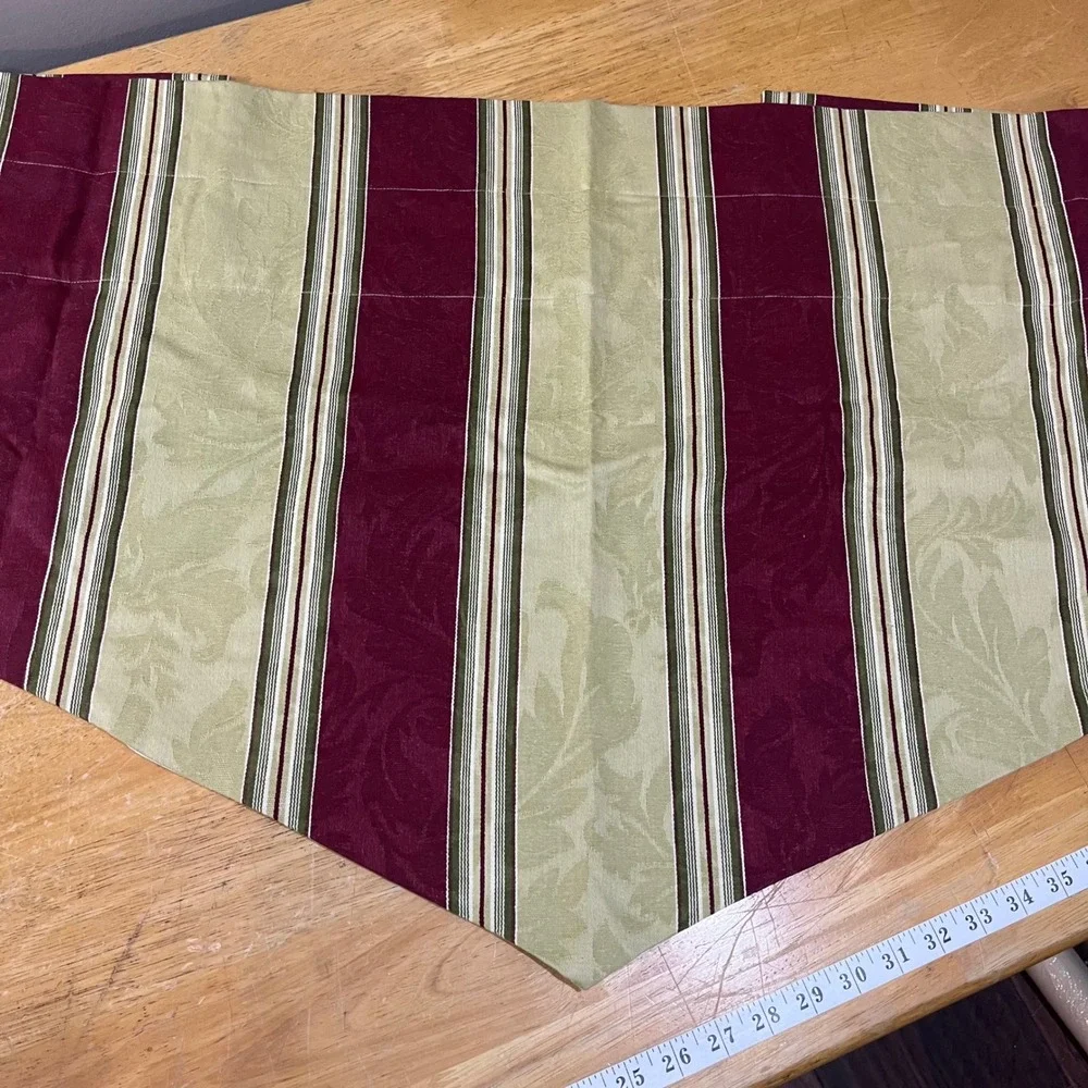 Waverly Home Classics Burgundy Sage Green Striped Damask Valance 52x22